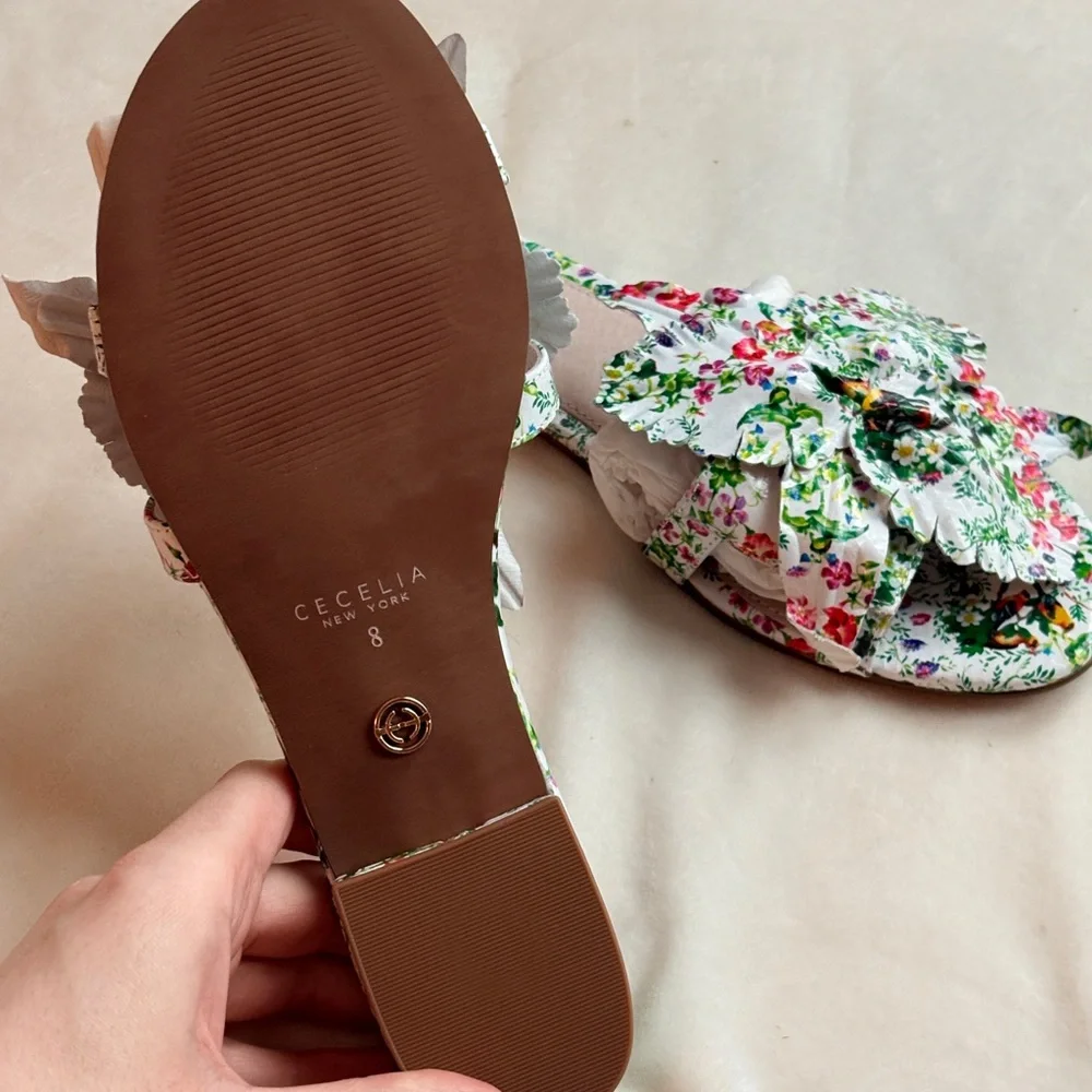 Hibiscus Leather Slide Sandals by Cecelia New York - Picture 5 of 6